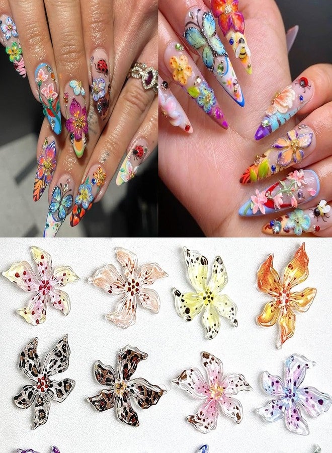 KTAABTR 50Pcs Spring Flower Nail Charms Resin Flower Flat Back Nail Design Mixed 3D Floral Hibiscus Nail Art Charms Jewelry Rhinestones for Acrylic Nails DIY Manicure Gems Crafts Decoration Accessories - Image 5