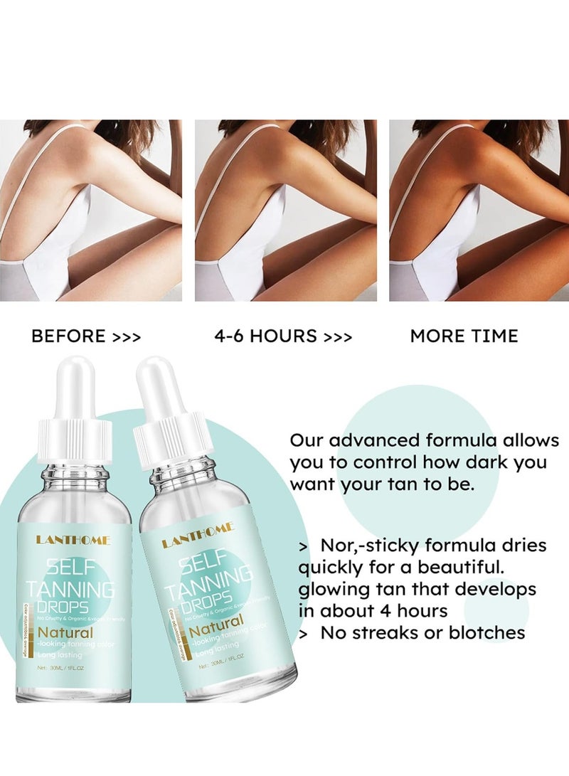 لانثوم قطرات التسمير الذاتي ، زيت التسمير ، غسول التسمير الذاتي المملوء بالفيتامينات لترطيب الوجه والجسم ، مسرع التسمير العميق الطبيعي ، زيت مرطب للجسم ، غير دهني 30 مل - Image 3