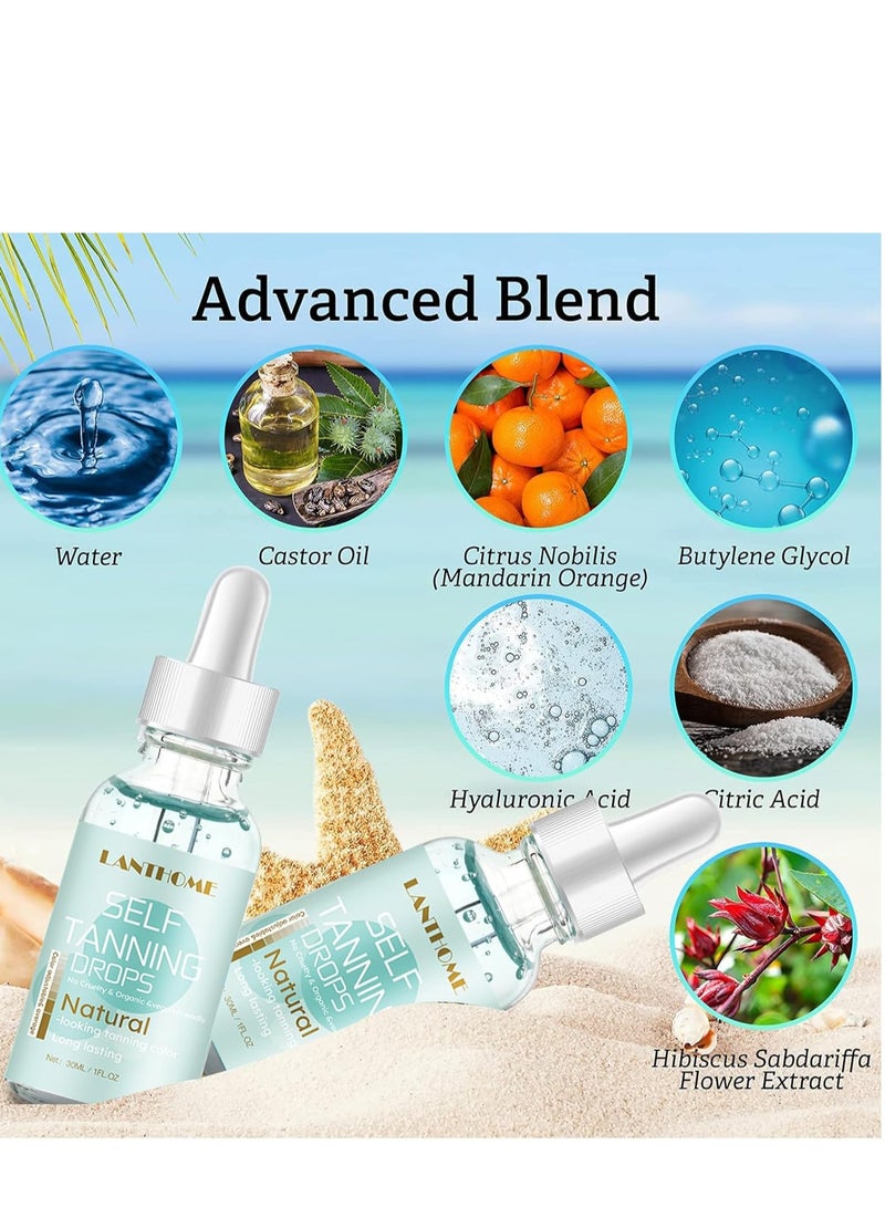 لانثوم قطرات التسمير الذاتي ، زيت التسمير ، غسول التسمير الذاتي المملوء بالفيتامينات لترطيب الوجه والجسم ، مسرع التسمير العميق الطبيعي ، زيت مرطب للجسم ، غير دهني 30 مل - Image 4