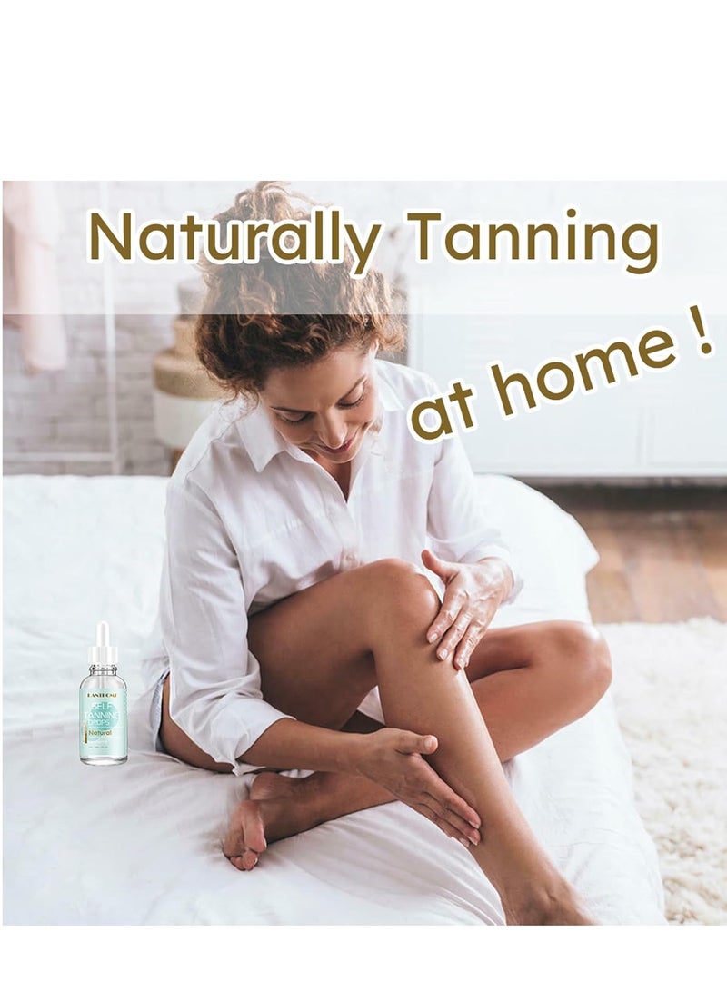 لانثوم قطرات التسمير الذاتي ، زيت التسمير ، غسول التسمير الذاتي المملوء بالفيتامينات لترطيب الوجه والجسم ، مسرع التسمير العميق الطبيعي ، زيت مرطب للجسم ، غير دهني 30 مل - Image 5