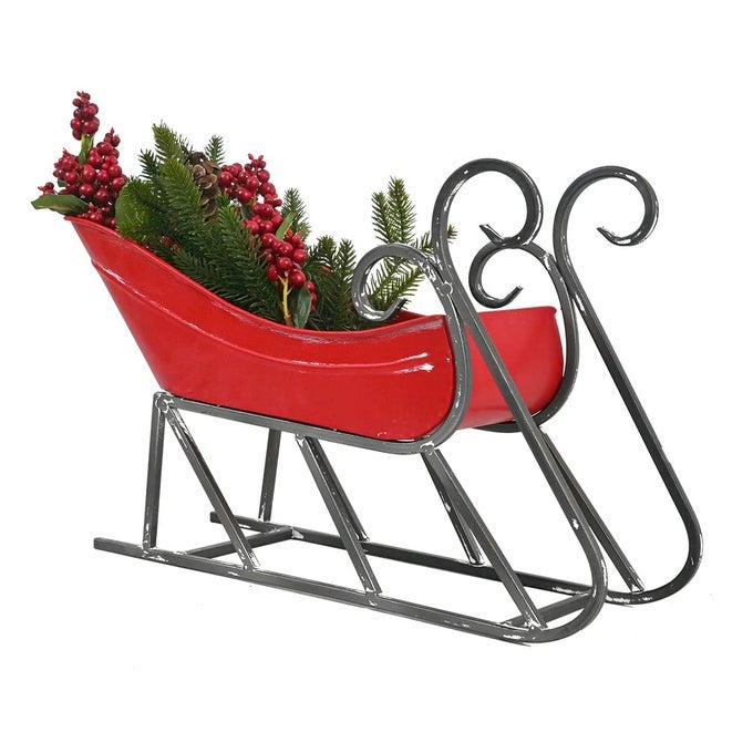 Small Red Metal Vintage Santa Sleigh Sledge Ornament Xmas table decoration Christmas ornaments
