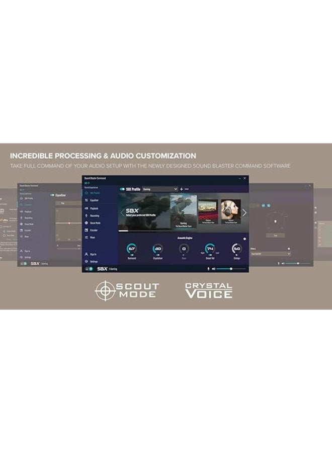 كريتيف بطاقة صوت بمضخم عالي الدقة مع مضخم سماعات منفصل ووحدة تحكم صوتية باللون الرمادي/الأسود - Image 2