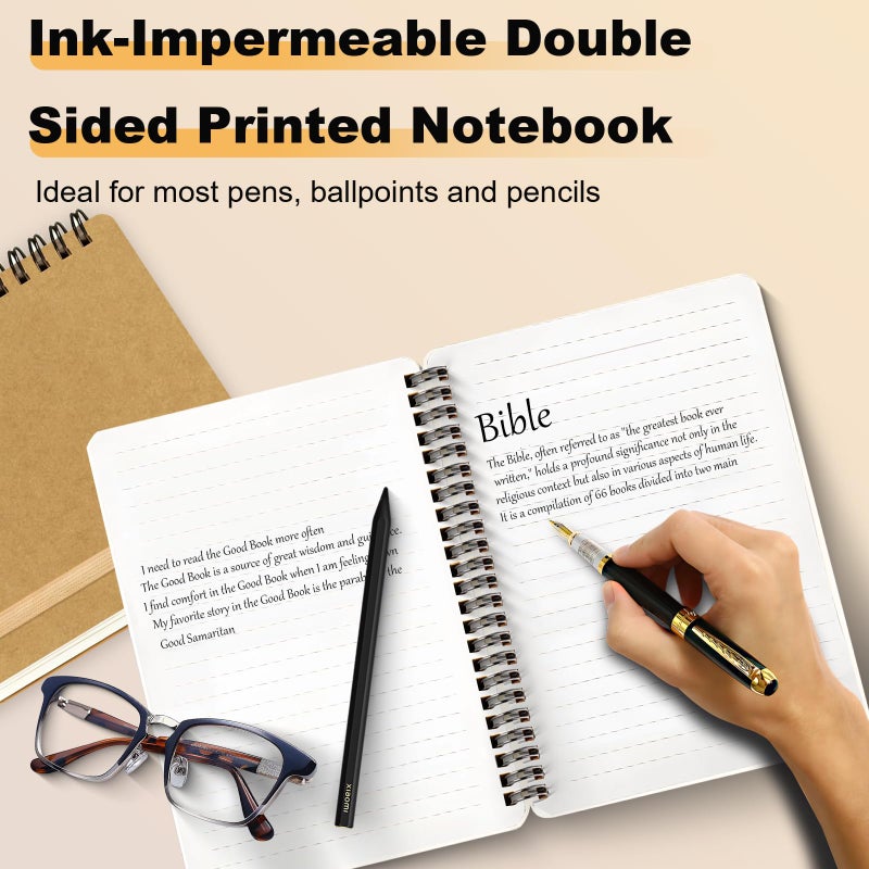 DMSVK 4 PCS Spiral Notebook, Spiral Journal Notebook, Notebooks for Work, Note Taking, School, Small Notebooks with Strap, Cute Notebooks for Women (Khaki) - Image 5