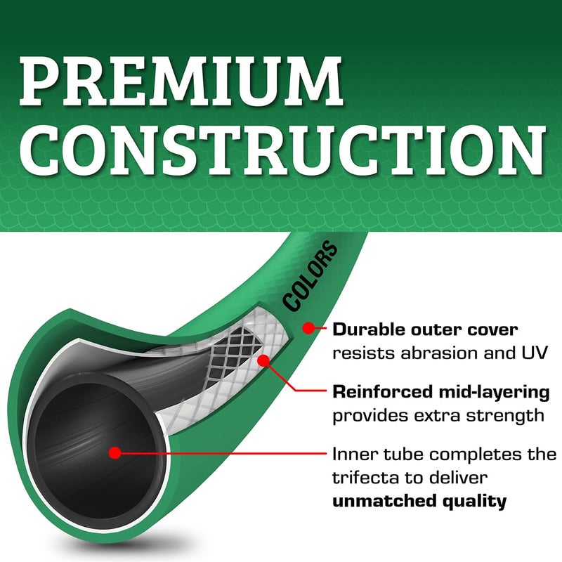 Flexzilla Colors SwivelGrip Garden Hose 5/8 in. x 50 ft., Lightweight All-Weather Water Hose, Durable and Flexible, Leak-Free Connections, Forest Green - Image 2