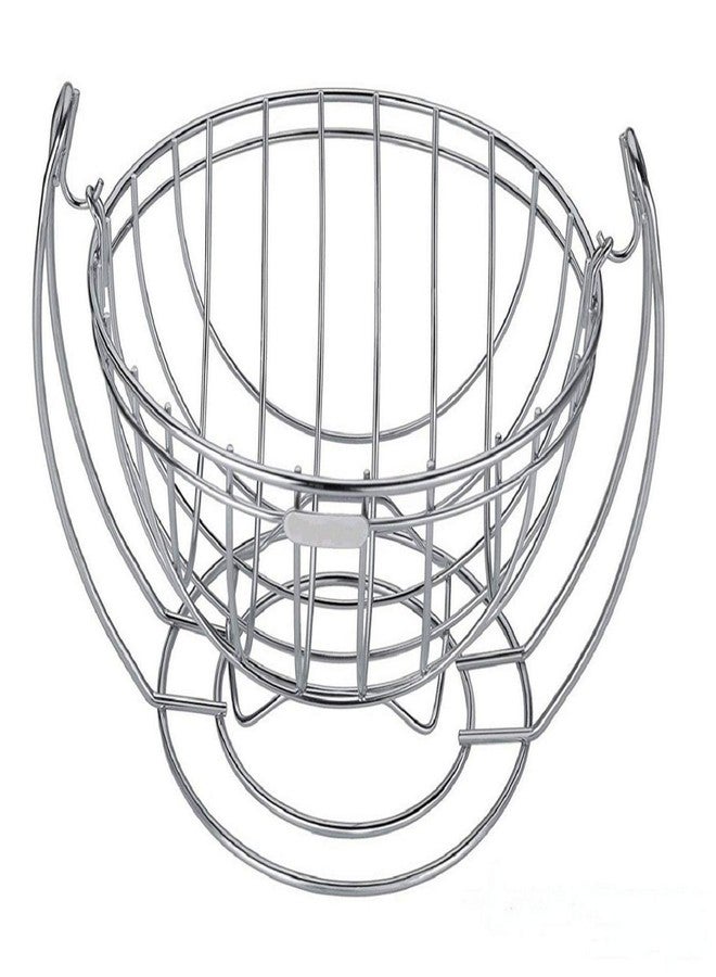 KARTUNBOX Stainless Steel Metal Mess Round Shaped Fruits and Vegetables Swinging Basket for Kitchen and Dining Table (Size: 9.75 x 9 x 7 Inch) Silver - Image 2