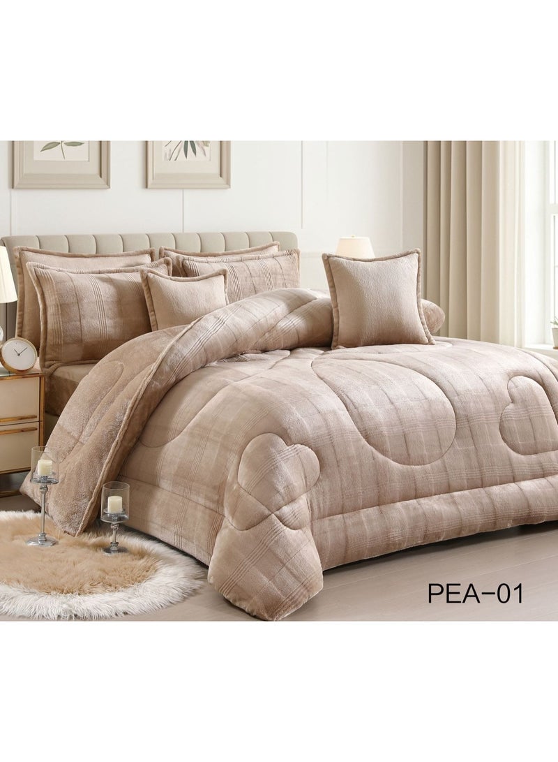 طقم مفرش 4 قطع نفر شتوي حشوة وسط مخمل ناعم مع فرو سادة ذو وجهين خامة مخمل لحاف مقاس 210*170 - Image 3