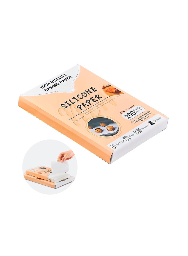 Parchment Paper 200 Sheets, 6*8 Inch Non-Stick Baking Paper, Pre-cut Parchment Paper for Baking, Cooking, Grilling, Frying and Steaming, Fits Quarter Baking Sheet - Image 1
