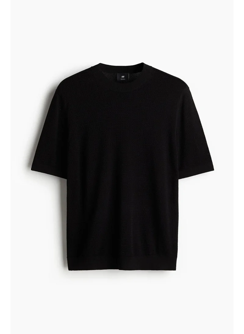 H&M Regular Fit Hole-knit T-shirt