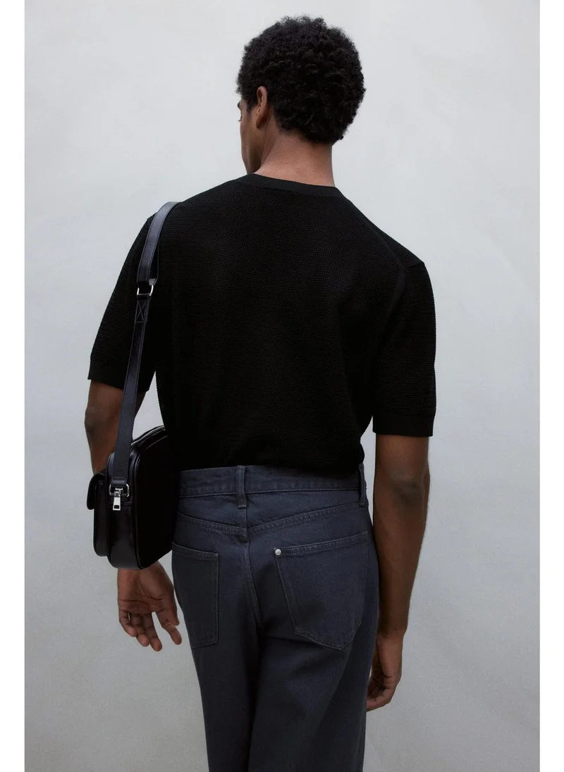 H&M Regular Fit Hole-knit T-shirt