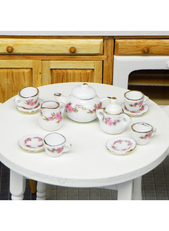 مجموعة شاي سيراميك صغيرة من Pocket Story مناسبة لألعاب مطبخ الأطفال وبيت الدمى وإكسسوارات الطعام واللعب - اللون: الفاوانيا الوردية - Image 5