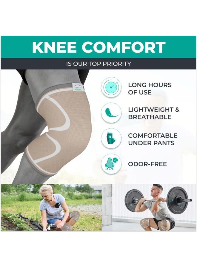 Modvel 2 Pack Knee Brace for Women & Men - Workout Knees Compression Sleeve for Knee Pain Relief Joint Support for ACL, Arthritis, Meniscus Tear Knees Brace for Sports, Rodilleras para Gym Fitness - Image 3