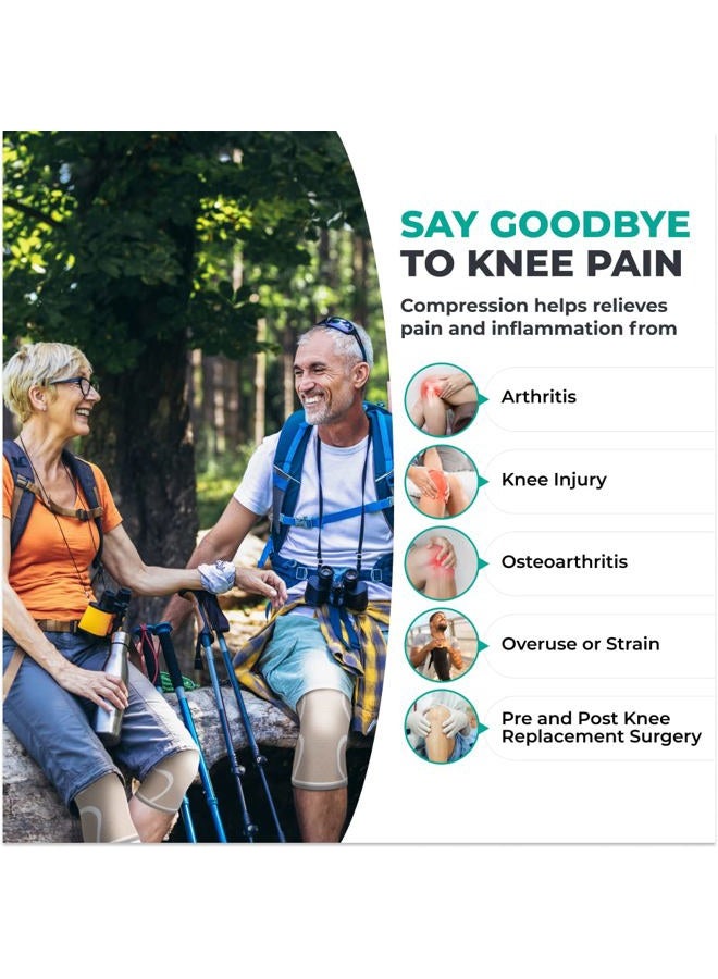 Modvel 2 Pack Knee Brace for Women & Men - Workout Knees Compression Sleeve for Knee Pain Relief Joint Support for ACL, Arthritis, Meniscus Tear Knees Brace for Sports, Rodilleras para Gym Fitness - Image 2