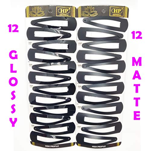 HP HIGH PROFILE Extra Large Tic Tac Hair Clips for Women and Girls (Black Glossy and Matte) -24 Pcs, Pack of 2 - Image 2