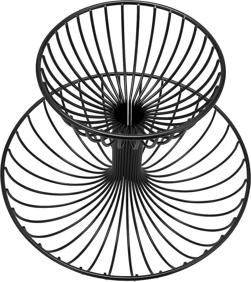 EVERMALL Fruit Baskets, Fruit and Vegetable Basket for Dining Table, Decorative Fashion Fruit Bowl for Living Room, Kitchen Countertop, Centrepiece Holder for Bread,Candy (2 Layer Round Fruit Basket) - Image 1