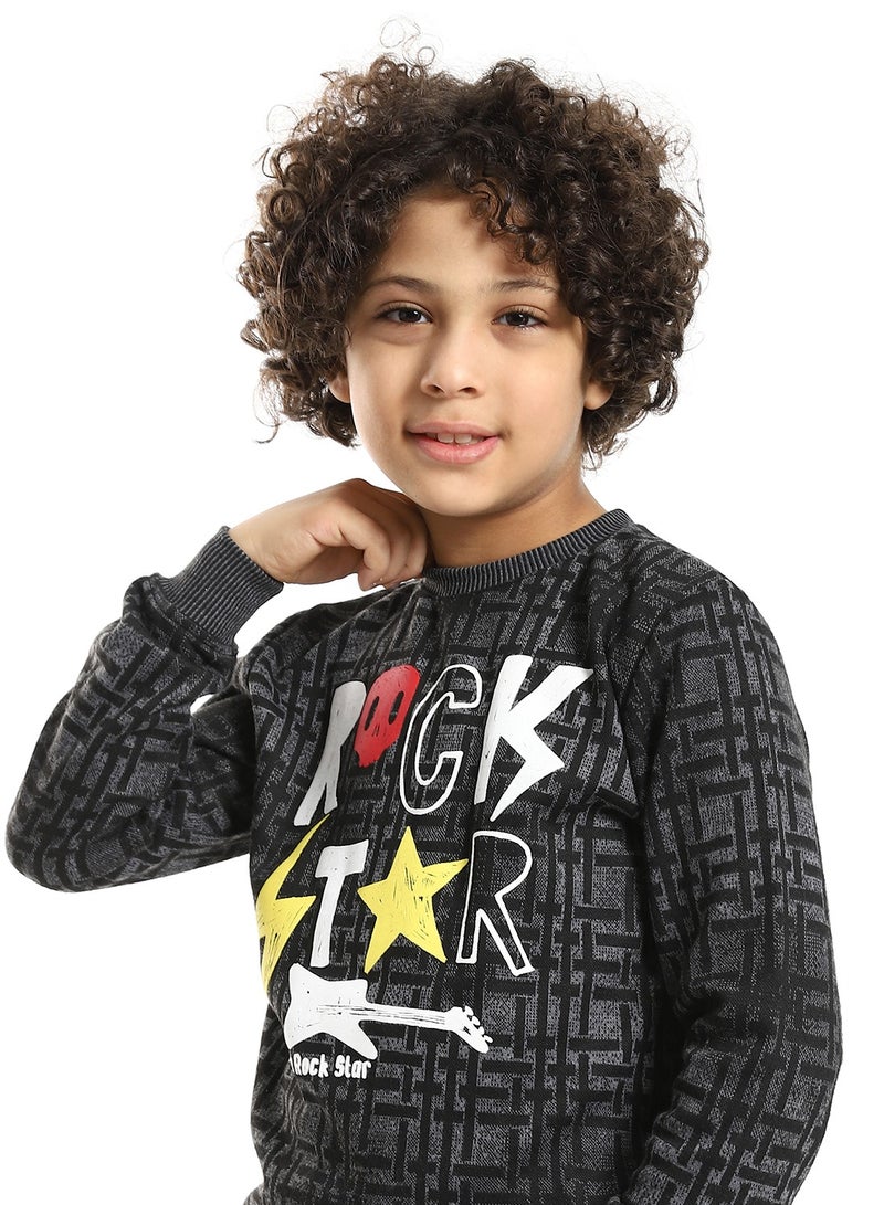 REDCOTTON Boys' Winter Pajama Set, Jacquard, Black - Image 3