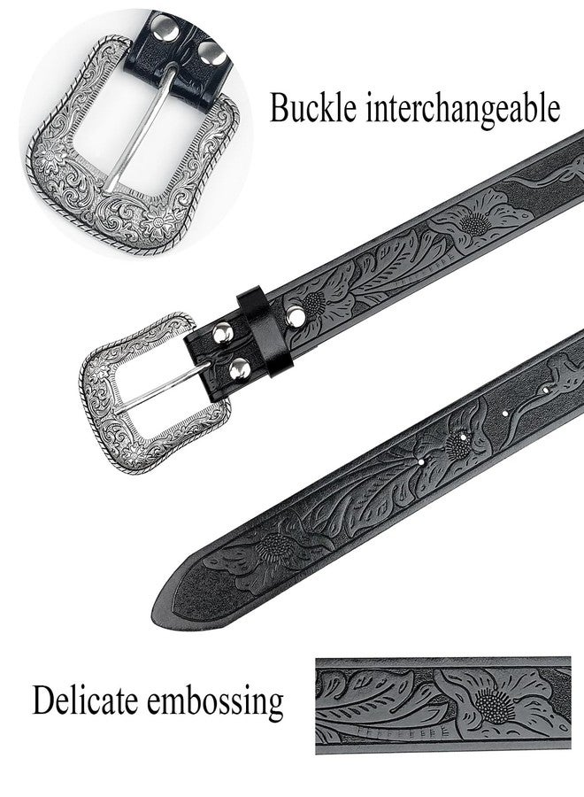 TOPACC Womens Mens Western Belt with Buckle Cowboy Cowgirl Country Belt for Jeans Pants - Image 2
