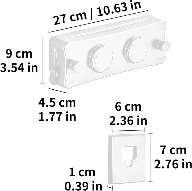 JOOM Retractable Clothesline Heavy Duty Clothes Drying Laundry Line Wall Mounted Easy Hanging Clothes Drying Laundry Line Retracting Hanging Lock to Prevent Sagging (Two line,White) - Image 2