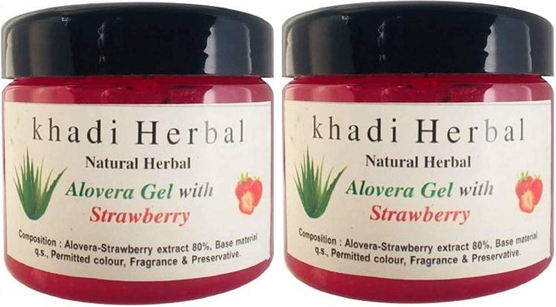 Khadi Natural Herbal Khadi Herbal Natural Parabenfree and SulfateFree Aloevera Gel for Skin and Hair with Strawberry Extract 180 gm Combopack of 2 - Image 5