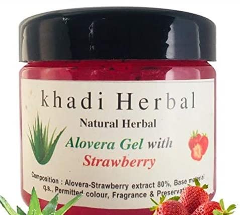 Khadi Natural Herbal Khadi Herbal Natural Parabenfree and SulfateFree Aloevera Gel for Skin and Hair with Strawberry Extract 180 gm Combopack of 2 - Image 4