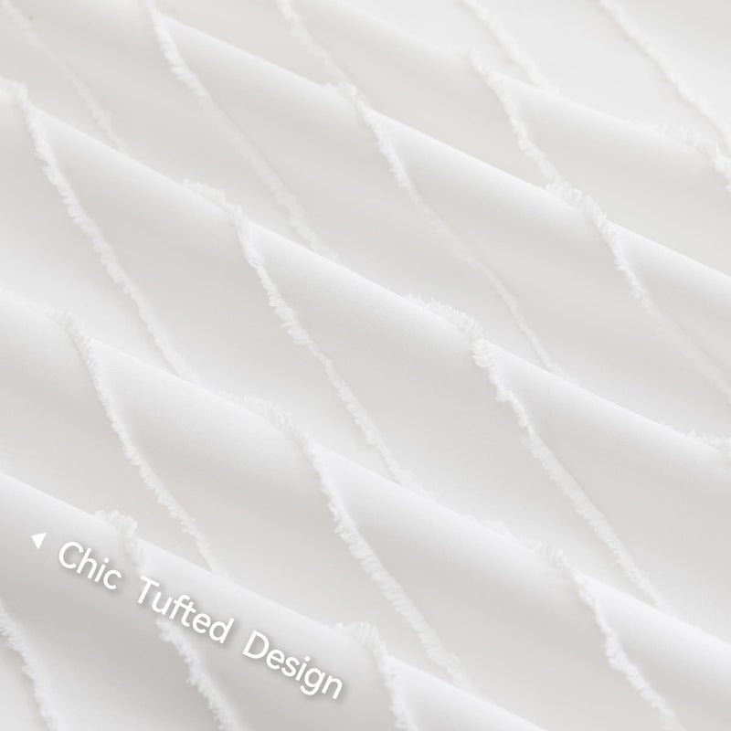 JELLYMONI Duvet Cover King Size White - 3PCS Boho Striped Duvet Cover Set Polyester Tufted Bohemian Textured Comforter Cover 104×90in with Corner Ties & Zipper and 2 Pillowcases - Image 5