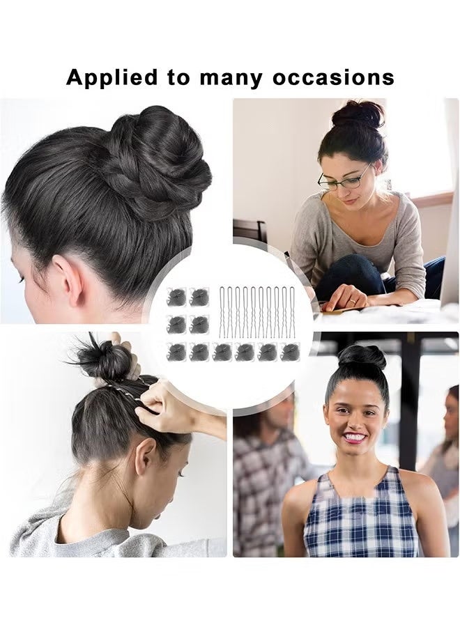 Hair Nets for Buns, 20Pcs Hair Bun Nets Black with 20Pcs U Shaped Hair Pins for Buns, Hair Bun Net Set Elastic Edge Mesh Invisible Ballet Hair Net for Girls Women - Image 4