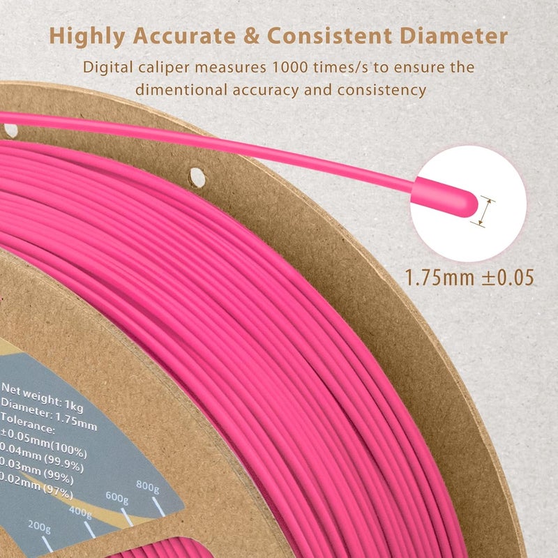 DURAMIC 3D PLA+ Filament 1.75mm 1Kg Magenta, PLA Plus Filament 1Kg Spool(2.2lbs) Tougher and Stronger, Dimensional Accuracy Probability +/- 0.02mm - Image 4