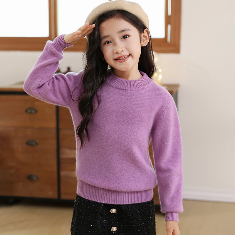 Children'S Pure Wool Sweater Boys' Sweater Half-Turtleneck Girls' Pullover Sweater Double-Strand Thickened Baby'S Base Sweater - Image 1