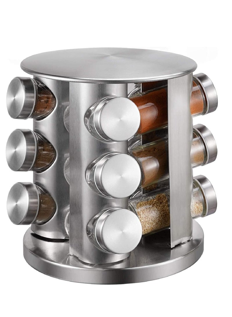 ELTRAZONE 12-Glass Bottle Deluxe Spice Rack Spice Carousel Spice Organizer Seasoning Organizer Seasoning Rack Seasoning Carousel - Image 1