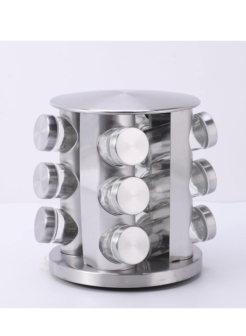 ELTRAZONE 12-Glass Bottle Deluxe Spice Rack Spice Carousel Spice Organizer Seasoning Organizer Seasoning Rack Seasoning Carousel - Image 2