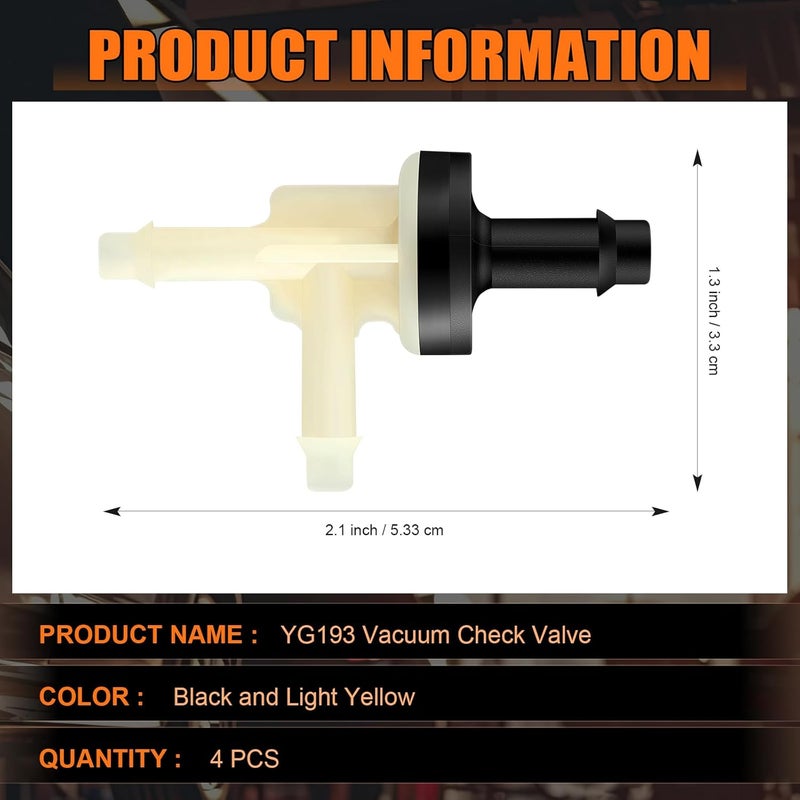 Threlaco 4 Pcs Vacuum Check Valve Compatible with YG193 - Automotive Vacuum Control Valve Replacement Parts - Image 2