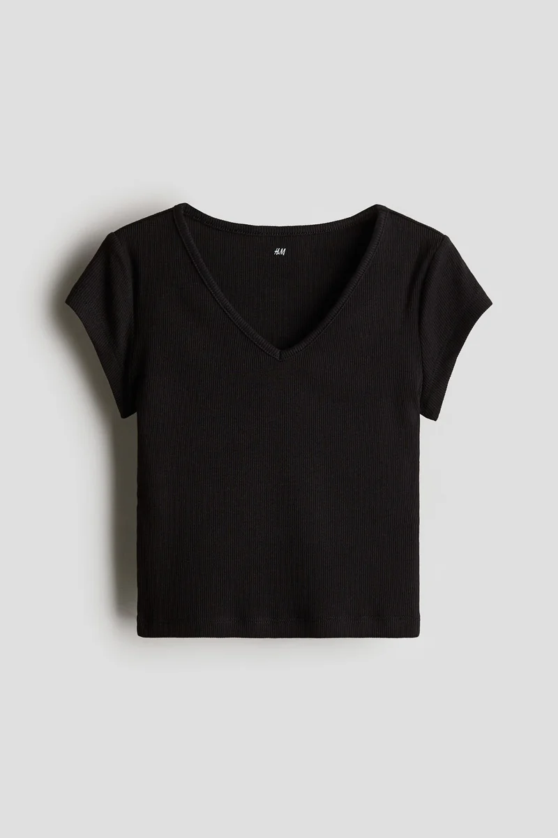 H&M Ribbed cotton jersey top