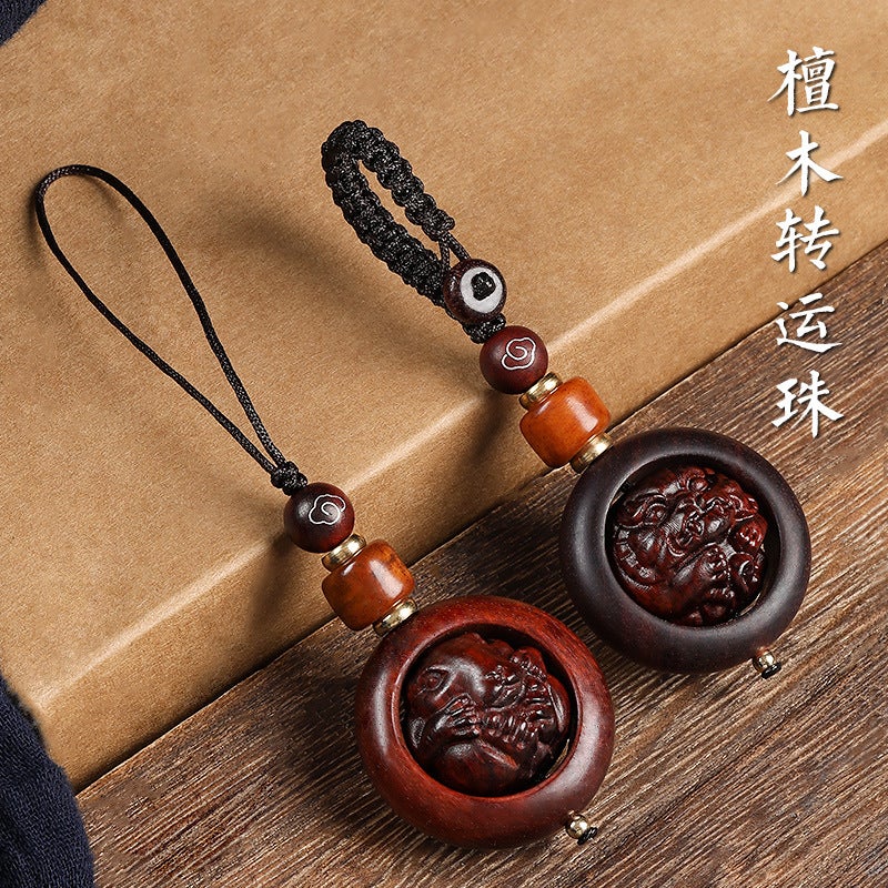 Wooden Car Keychain Pendant With Twelve Zodiac Signs, Tiger Bead, Phone Lanyard Chain For Men And Women, Couple'S Birth Year Keychain - Image 3