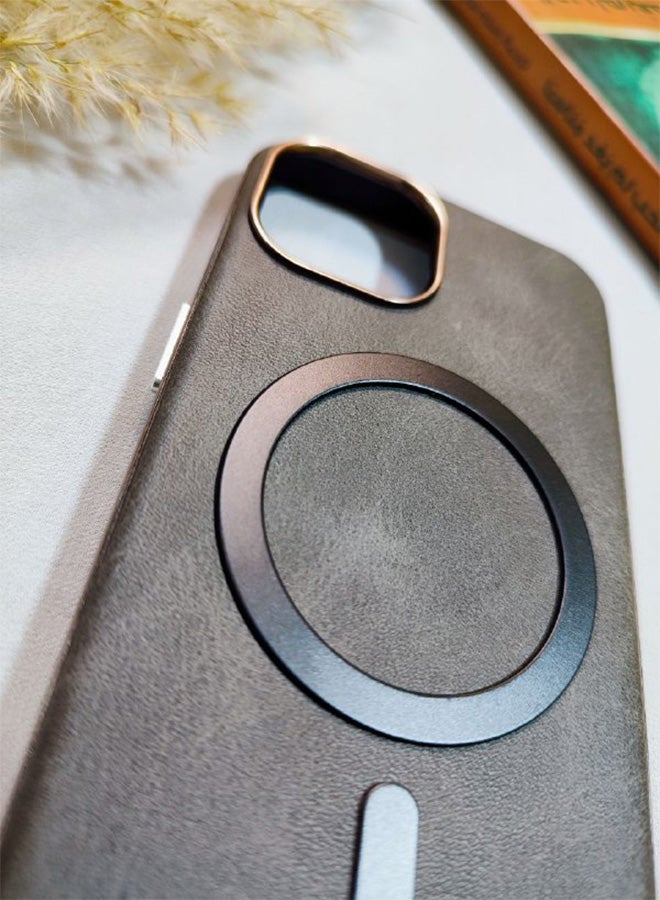 Leather Case CompatibleWith Phone Iphone 15, Supports MagSafe Wireless Charging, Shock-Resistant Cover, Made Of Premium Leather That Acquires A Natural Patina Over Time, Raised Camera Protector Protects The Lens Assembly, With Inner Lining, For Phone Iphone 15 - Gray - Image 4