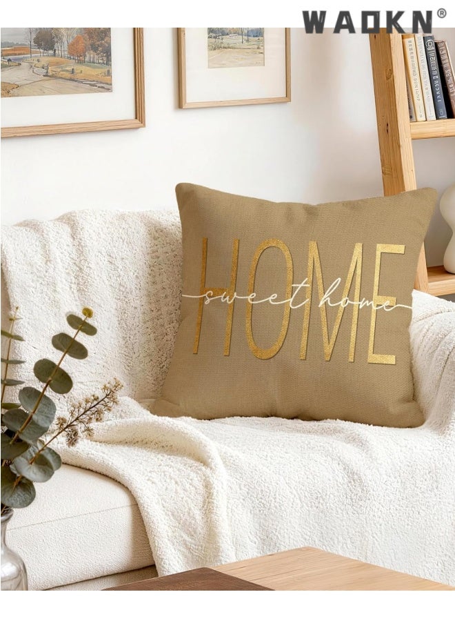 WAOKN Inspirational Beige Marble Decorative Throw Pillow Covers , Set of 4, Couch Cushion Cases Inserts for Sofa Bed Living Room Home Decor, Single-Sided Print , suitable for bedroom , soft and comfortable ,beige, 45*45cm . - Image 2