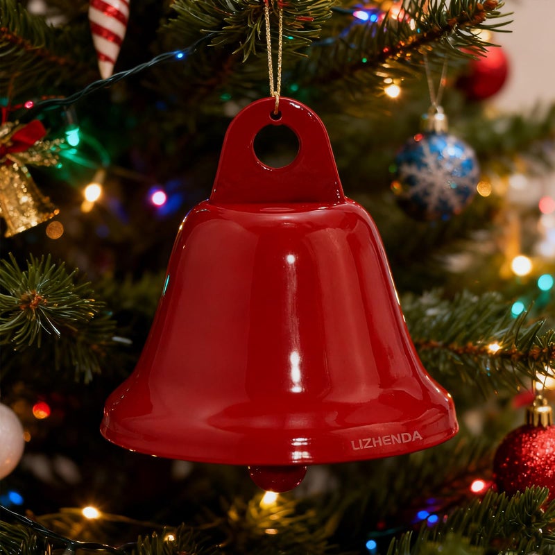 10Pcs Small Vintage Metal Christmas Bells Red Green Tree Hanging Ornaments - Image 3