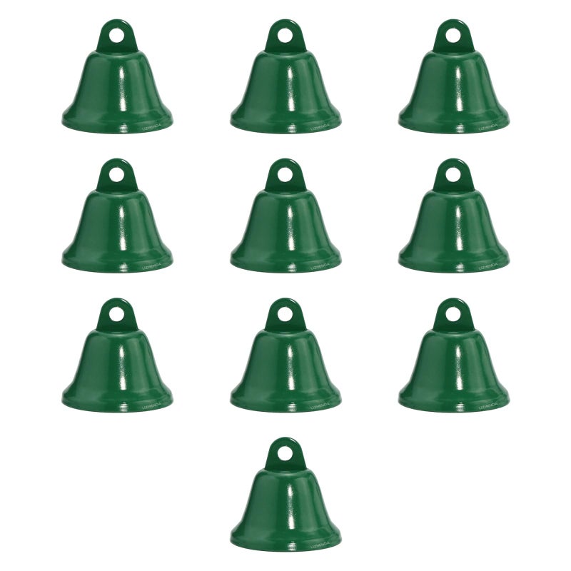 10Pcs Small Vintage Metal Christmas Bells Red Green Tree Hanging Ornaments - Image 2