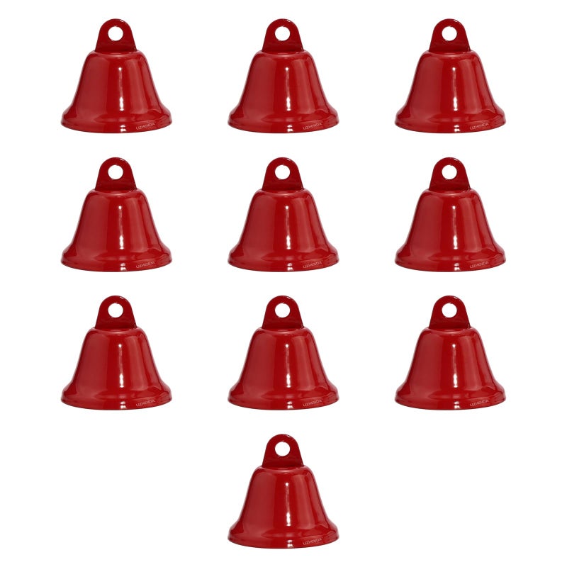10Pcs Small Vintage Metal Christmas Bells Red Green Tree Hanging Ornaments - Image 4