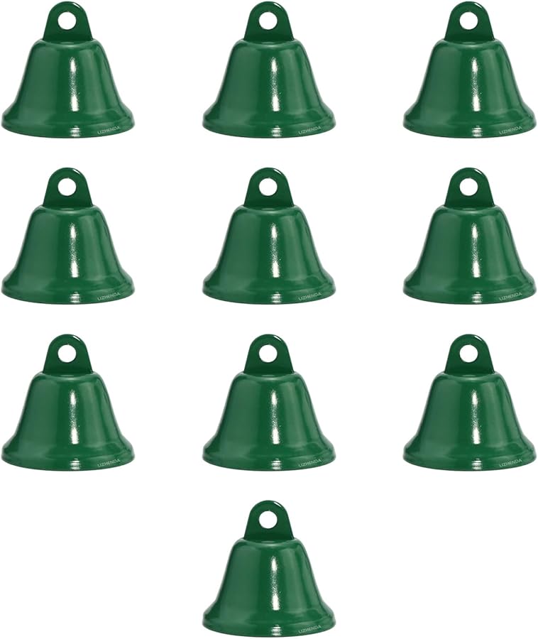 10Pcs Small Vintage Metal Christmas Bells Red Green Tree Hanging Ornaments - Image 1