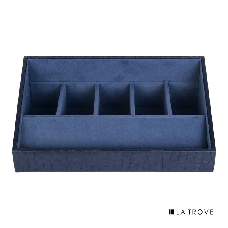 La Trove Blue Luxury Premium Vegan Leather Buckle Display Belt Tray for Premium Belts Organizer | Blue, Belt Leatherette Taper Tray - Image 5