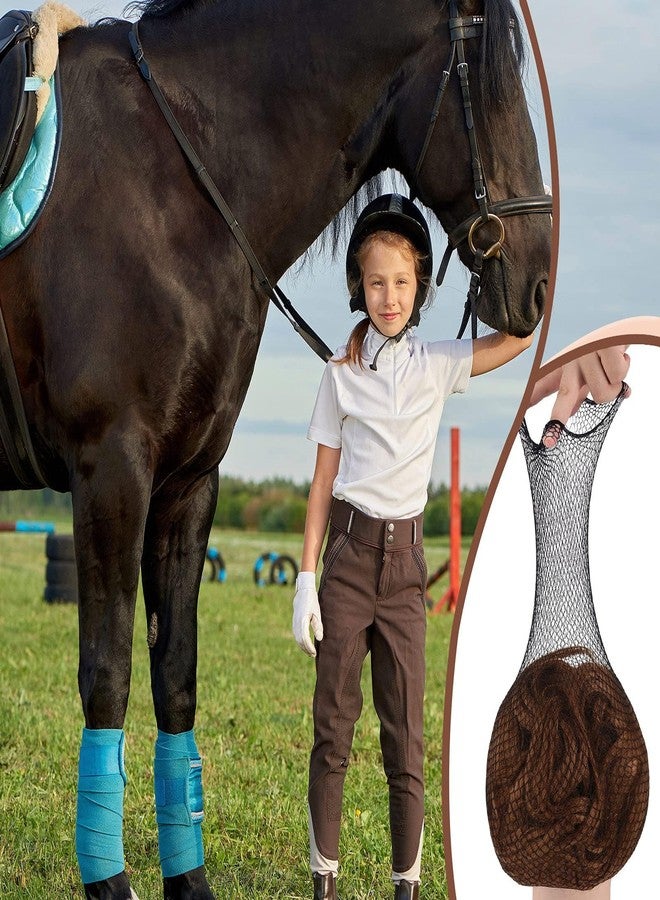 Janinka 4 Pcs Equestrian Hair Net No Knot Hairnets Wig Caps for Women Long and Short Hair Horse Show (Black, Brown) - Image 5