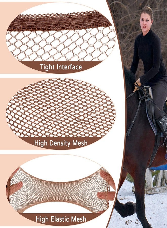 Janinka 4 Pcs Equestrian Hair Net No Knot Hairnets Wig Caps for Women Long and Short Hair Horse Show (Black, Brown) - Image 2