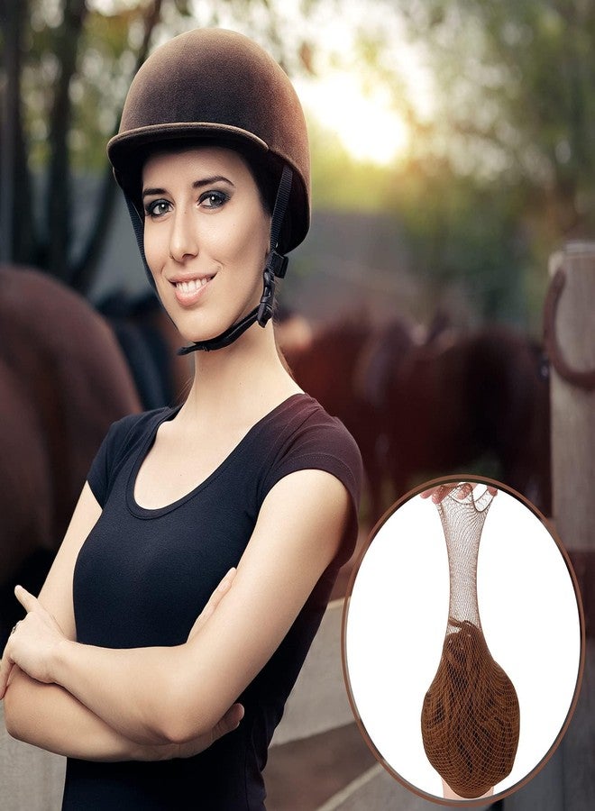 Janinka 4 Pcs Equestrian Hair Net No Knot Hairnets Wig Caps for Women Long and Short Hair Horse Show (Black, Brown) - Image 4