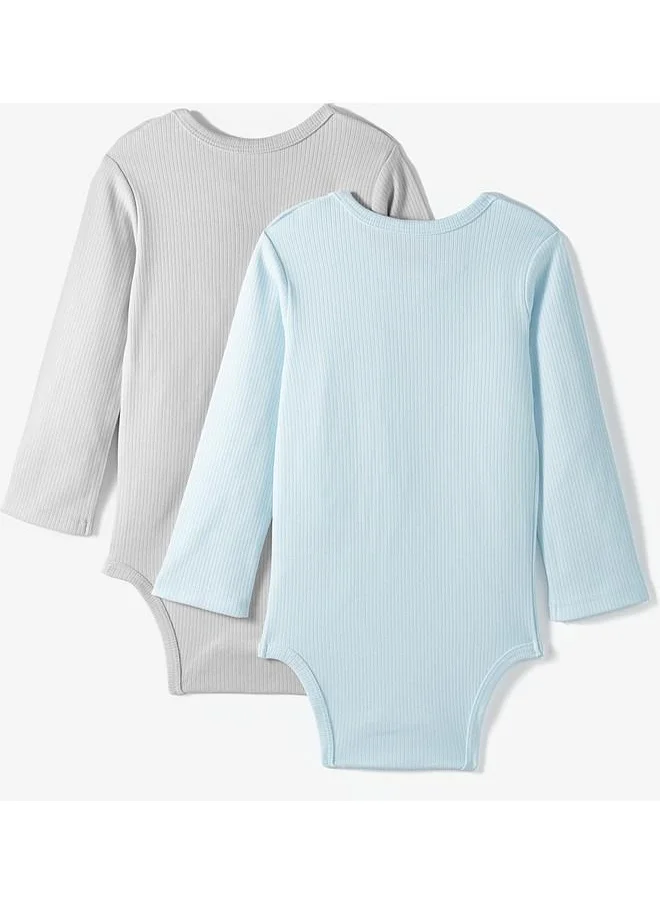 جون June Baby 2-Pack Interlock Bodysuit Light Grey - Blue