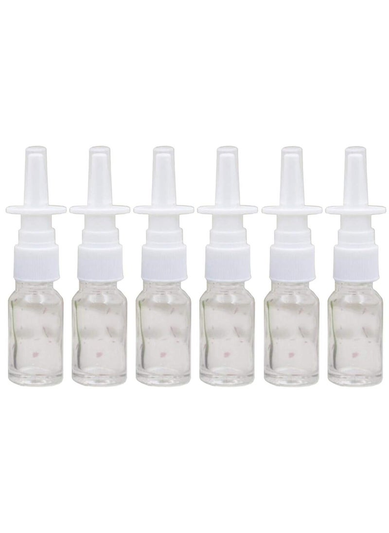 ericotry 6PCS 10ml/0.34oz Empty Glass Refillable Nasal Spray Bottles Fine Mist Sprayers Makeup Water Travel Containers Jars For Perfumes Essential Oils Saline Water Applications (Clear) 