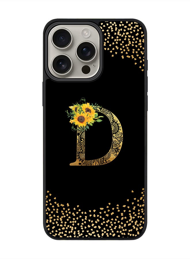 Stylizedd For iPhone 16 Pro Max Case [Compatible with MagSafe] Slim Magnetic cover Phone Case iPhone 16 Pro Max -Custom Floral Monogram - D ( Black ) - Image 1