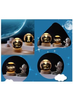 NNEWVANTE 3D Rose Crystal Ball Kids Night Light Glass Ball Night Light with Wooden Base Fantasy Decoration Crystal Ball Gift LED Galaxy Planet Night Light Birthday Gift（rose flower）  - Image 5