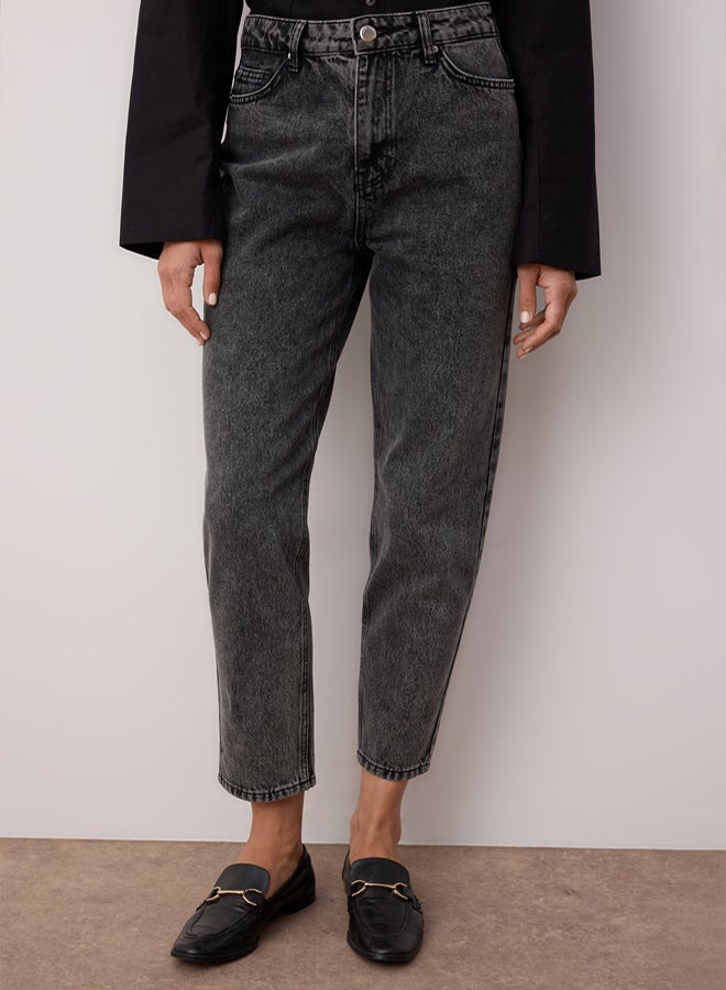 trendyol Grey High Waist Mom Jeans - Image 3