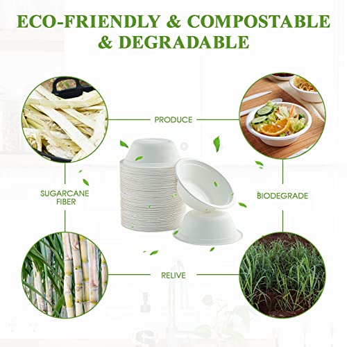 Vplus 200 Pack 12 OZ Paper Bowls, Disposable Compostable Bowls Bulk, Eco-friendly Bagasse Bowls, Heavy-duty Bowls Perfect for Milk Cereals, Snacks, Salads - Image 5