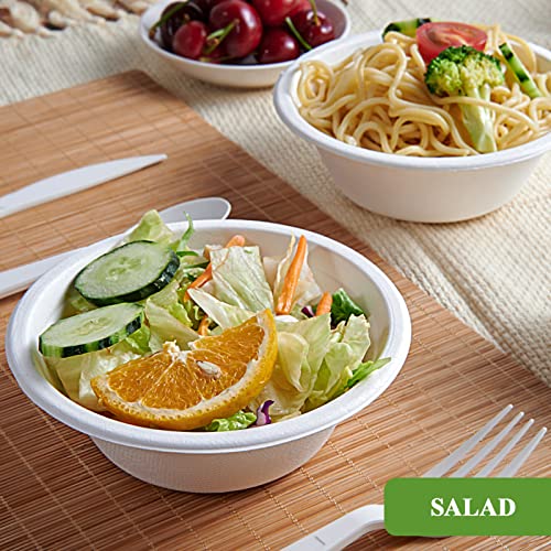 Vplus 200 Pack 12 OZ Paper Bowls, Disposable Compostable Bowls Bulk, Eco-friendly Bagasse Bowls, Heavy-duty Bowls Perfect for Milk Cereals, Snacks, Salads - Image 4
