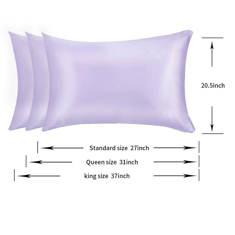 Jocoku Jocoku 100% Mulberry Silk Pillowcases Set of 2 for Hair and Skin and Super Soft and Breathable King Size Nature Silk Pillowcases (King  Light Purple)  - Image 5